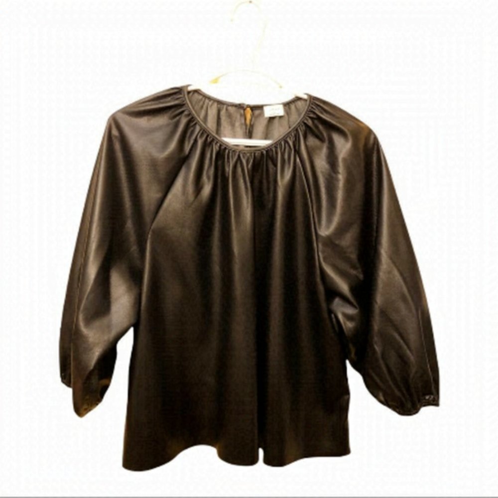 aritzia Wilfred Free Bica Vegan Leather Blouse